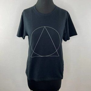 Moma Black Short Sleeve Tee with White Geometric Print